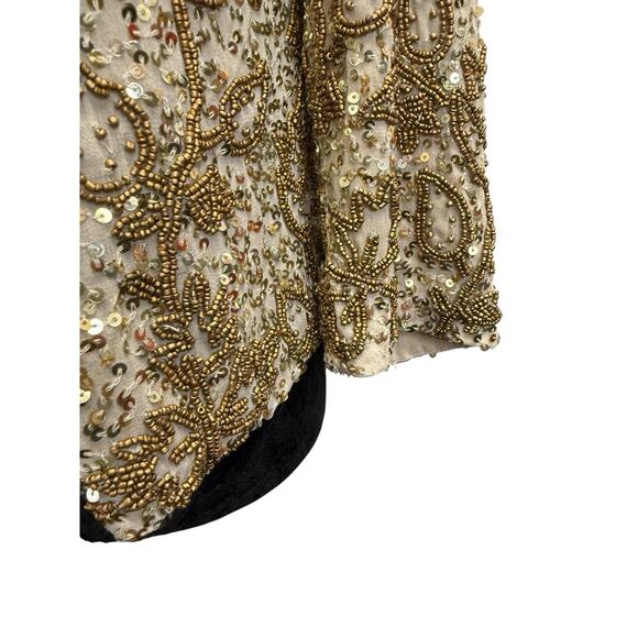 Calypso St. Barth Gold Beaded Embellished Open Jacket CANNELITA XS - Picture 10 of 13